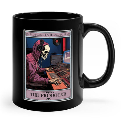 The Producer Tarot Card Black Mug, Music Recording