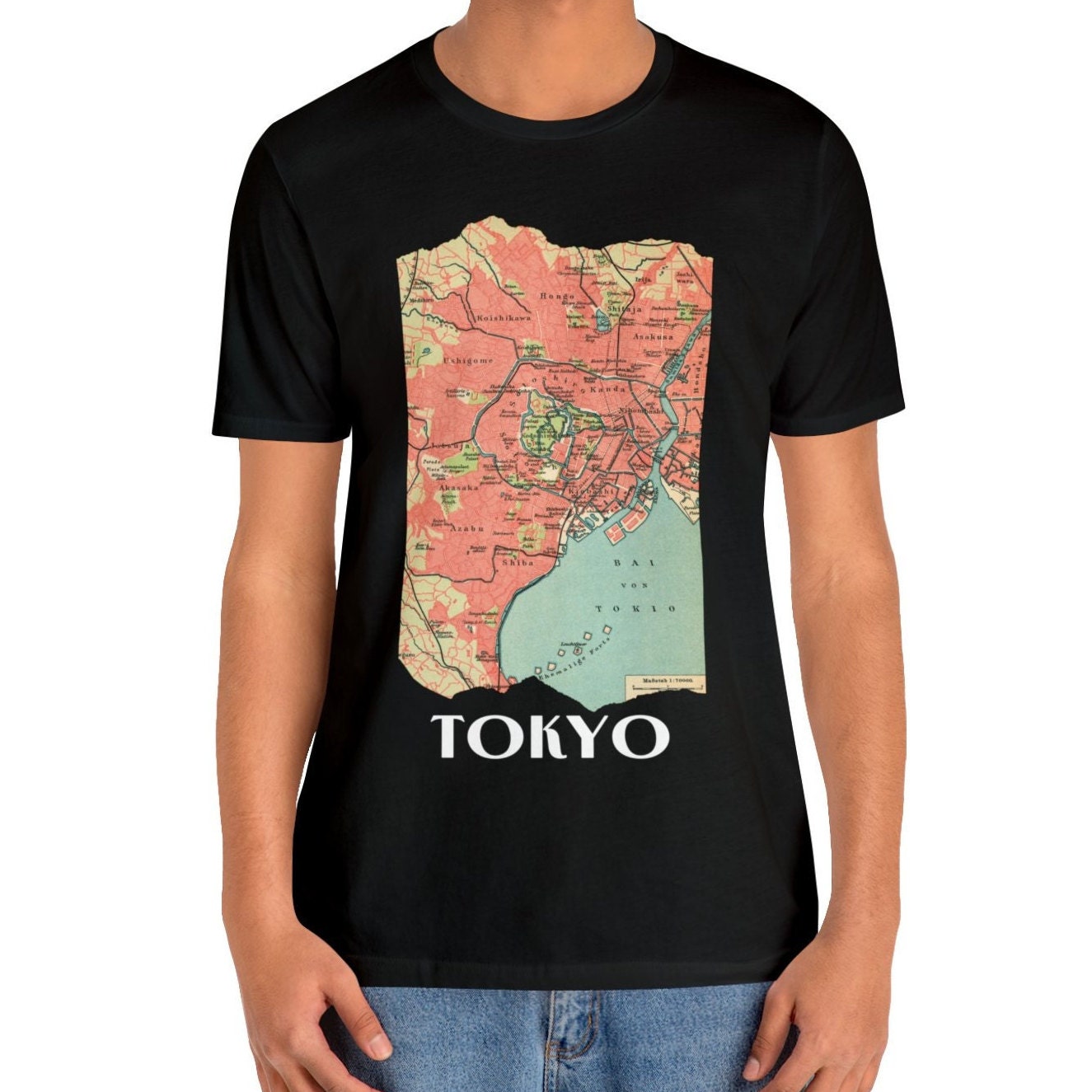 Tokyo City Vintage Map T-shirt Tokyo Japan