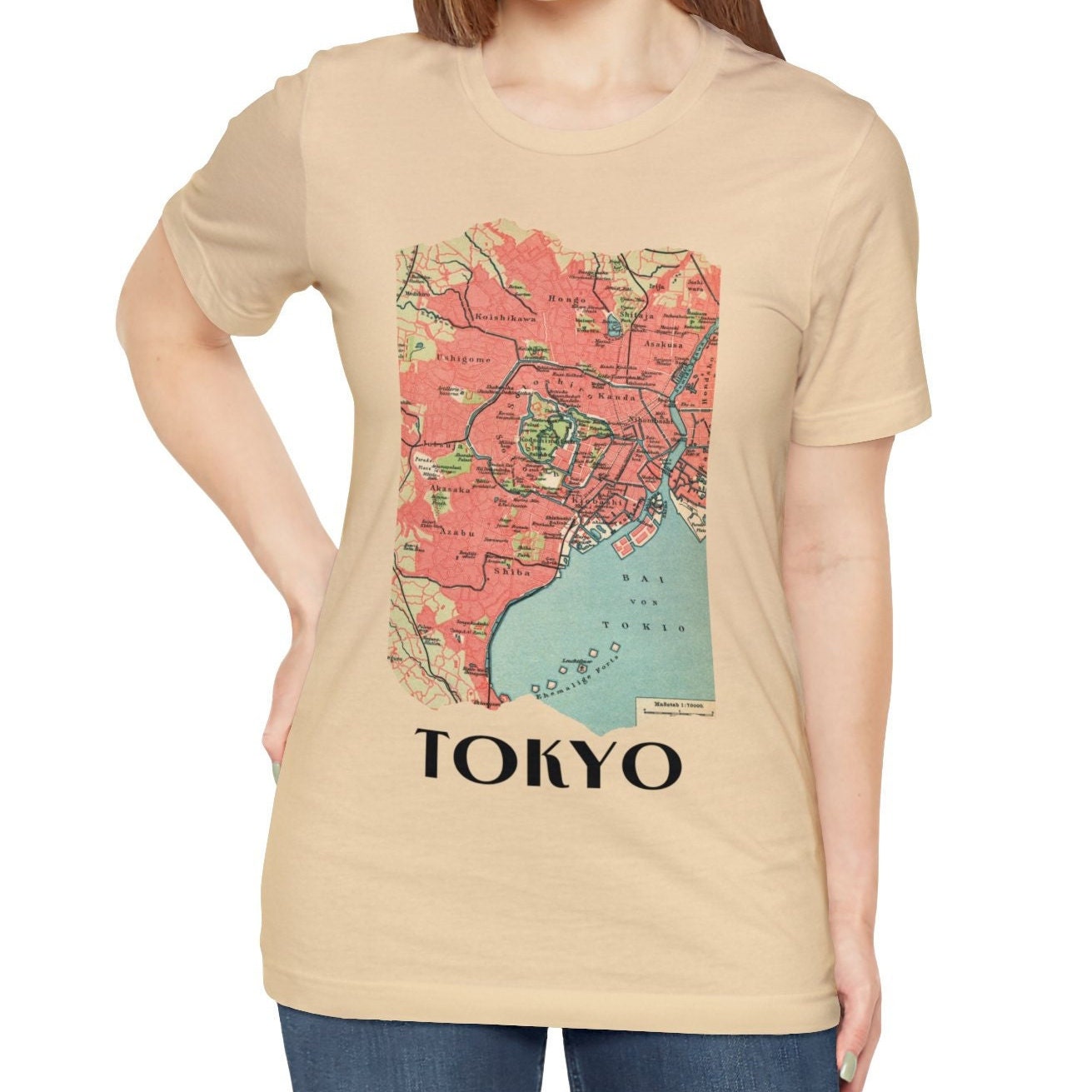 Tokyo City Vintage Map T-shirt Tokyo Japan