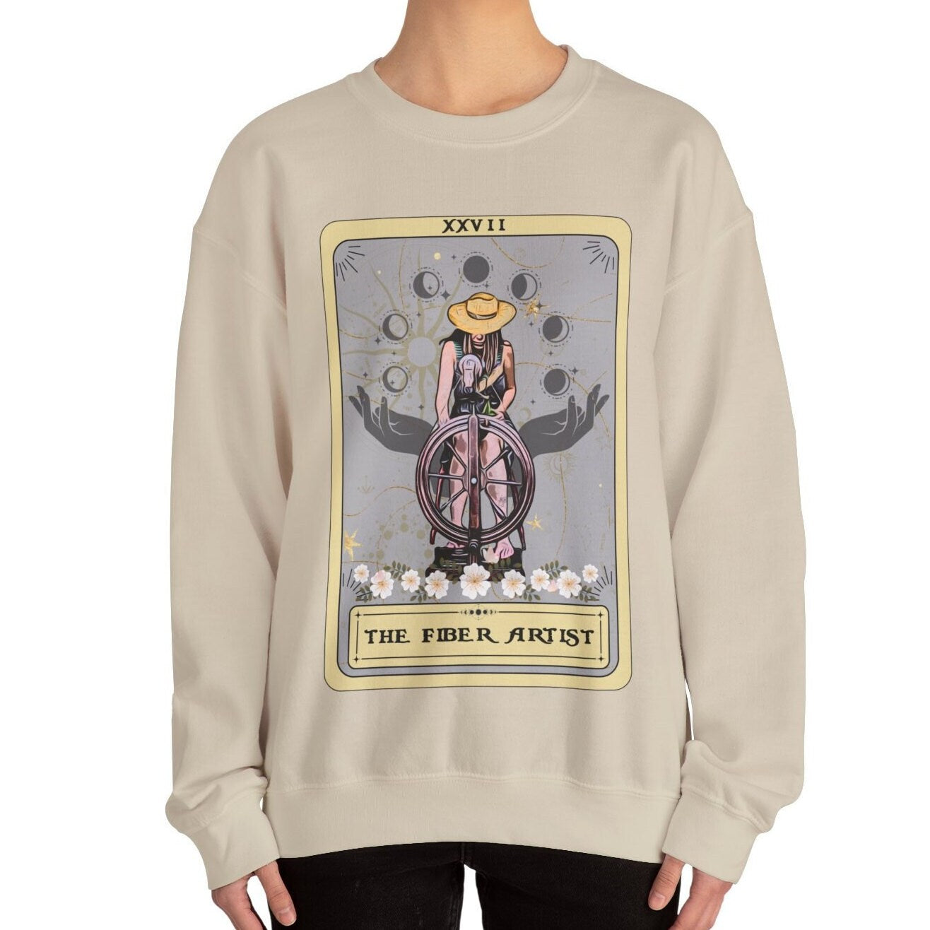 Spinning Wheel The Fiber Artist Tarot Card Sweatshirt