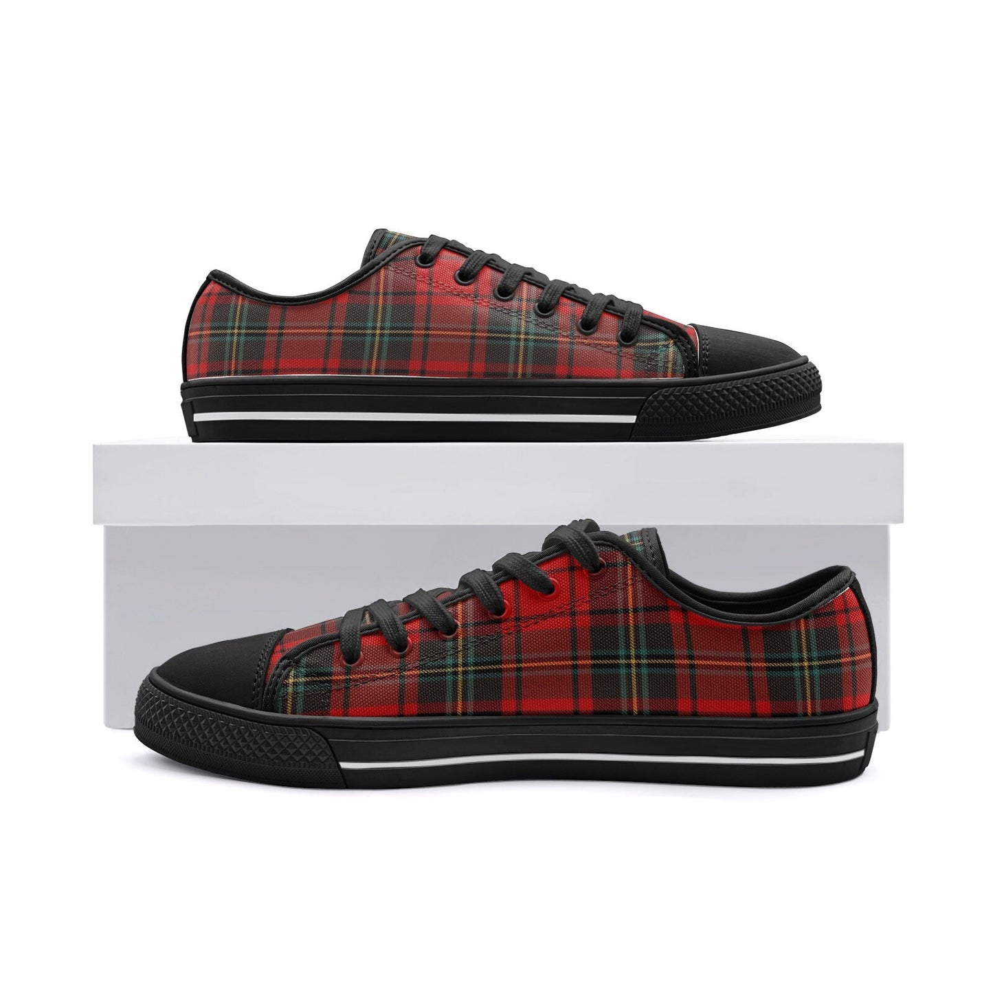 Red Tartan Shoes Scottish Canvas Plaid