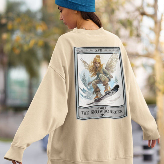 The Snowboarder Tarot Card Sweatshirt, Snowboarding Back Print