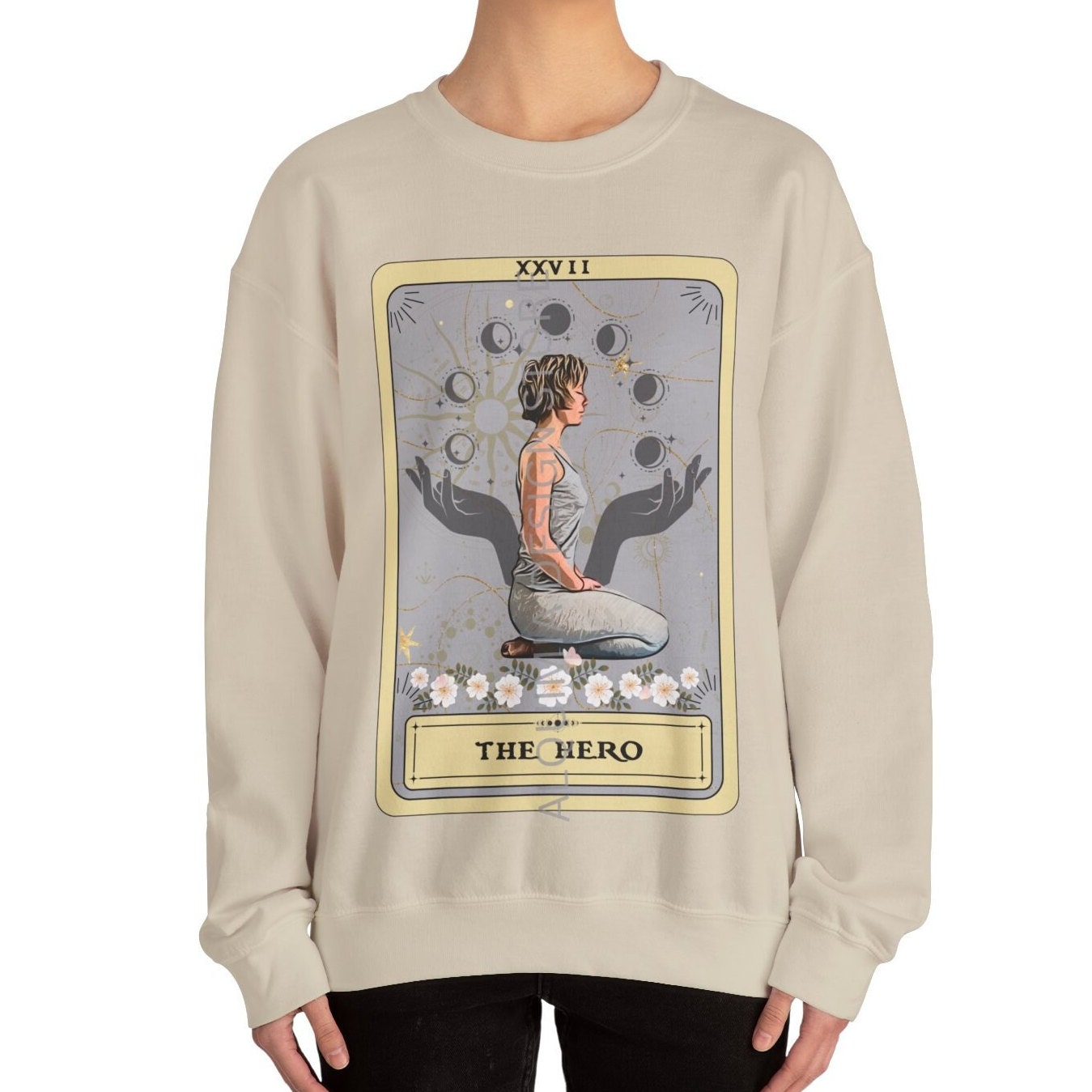 The Hero Tarot Card Sweatshirt, Yoga Pose