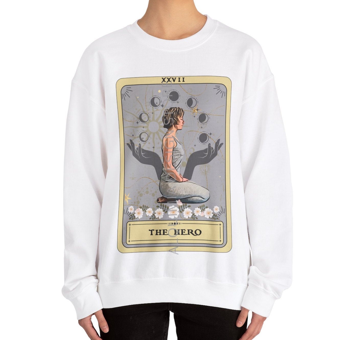 The Hero Tarot Card Sweatshirt, Yoga Pose