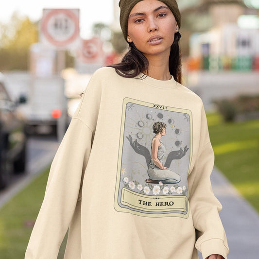 The Hero Tarot Card Sweatshirt, Yoga Pose