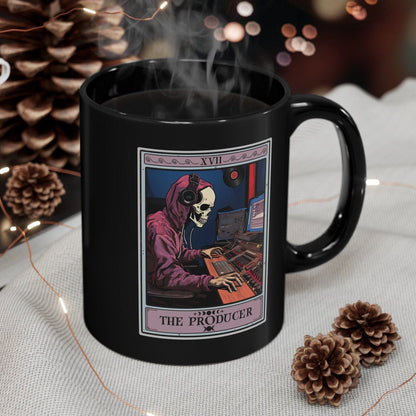 The Producer Tarot Card Black Mug, Music Recording