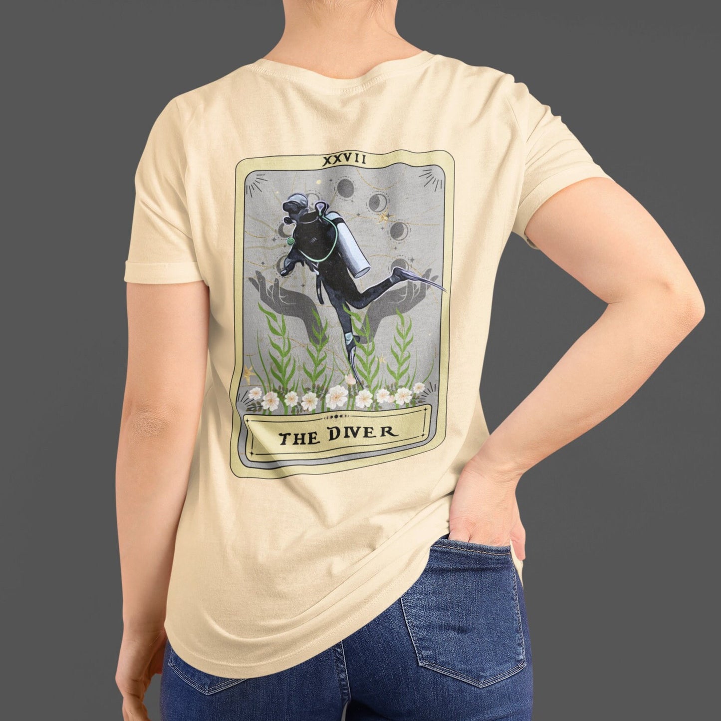 The Diver Tarot Card Shirt BACK PRINT, Scuba Diving