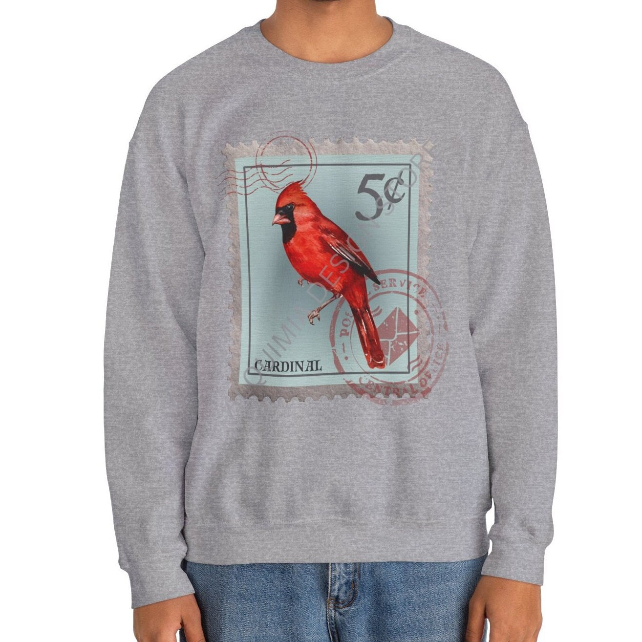 Red Cardinal Post Stamp Sweatshirt