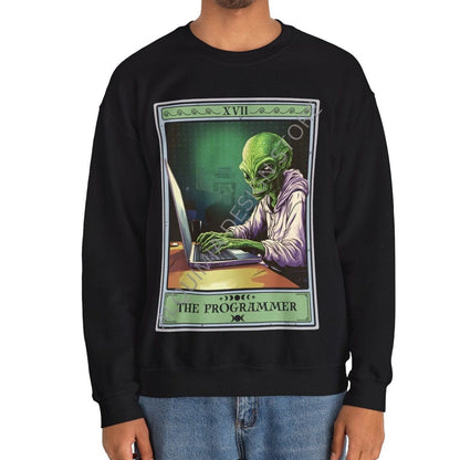 The Programmer Tarot Card Sweatshirt, Alien Programmer Computer Geek