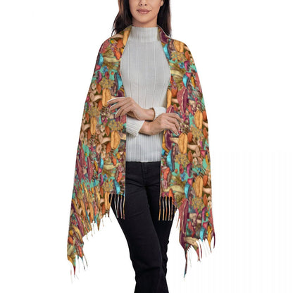 Mushroom Scarf Neckerchief 77" x 28"