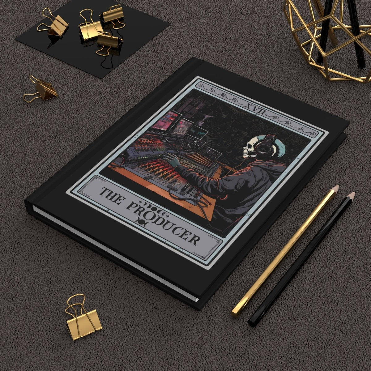 The Music Producer Tarot Card Journal 6" x 8" Hardcover Journal, Spiral Notebook