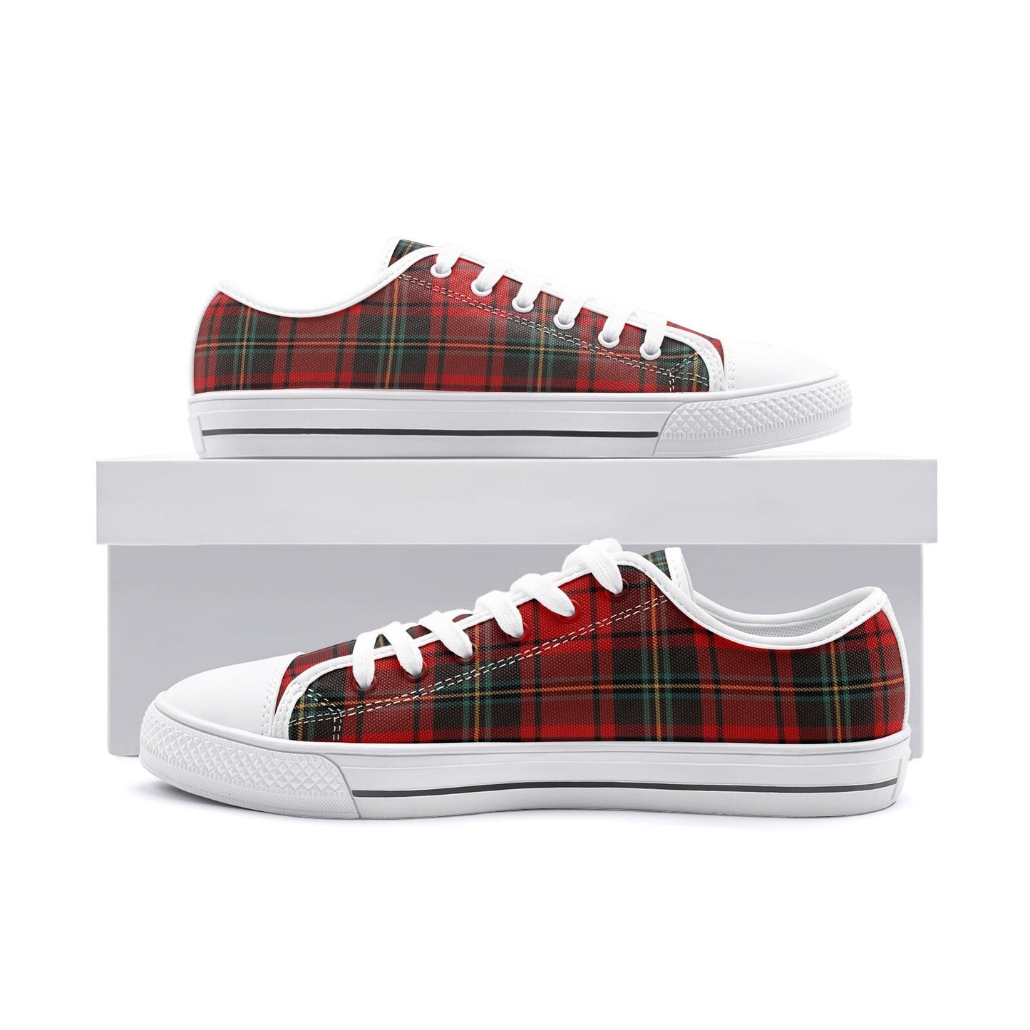 Red Tartan Shoes Scottish Canvas Plaid