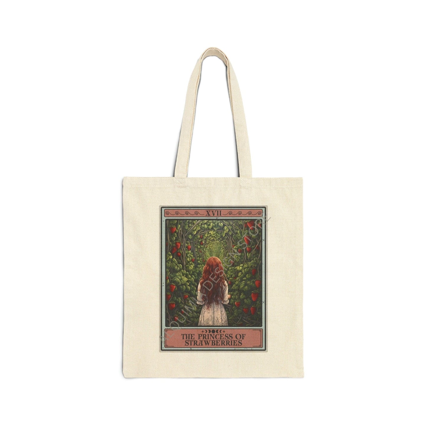 The Princess of Strawberries Tote Bag, 15" x 16"