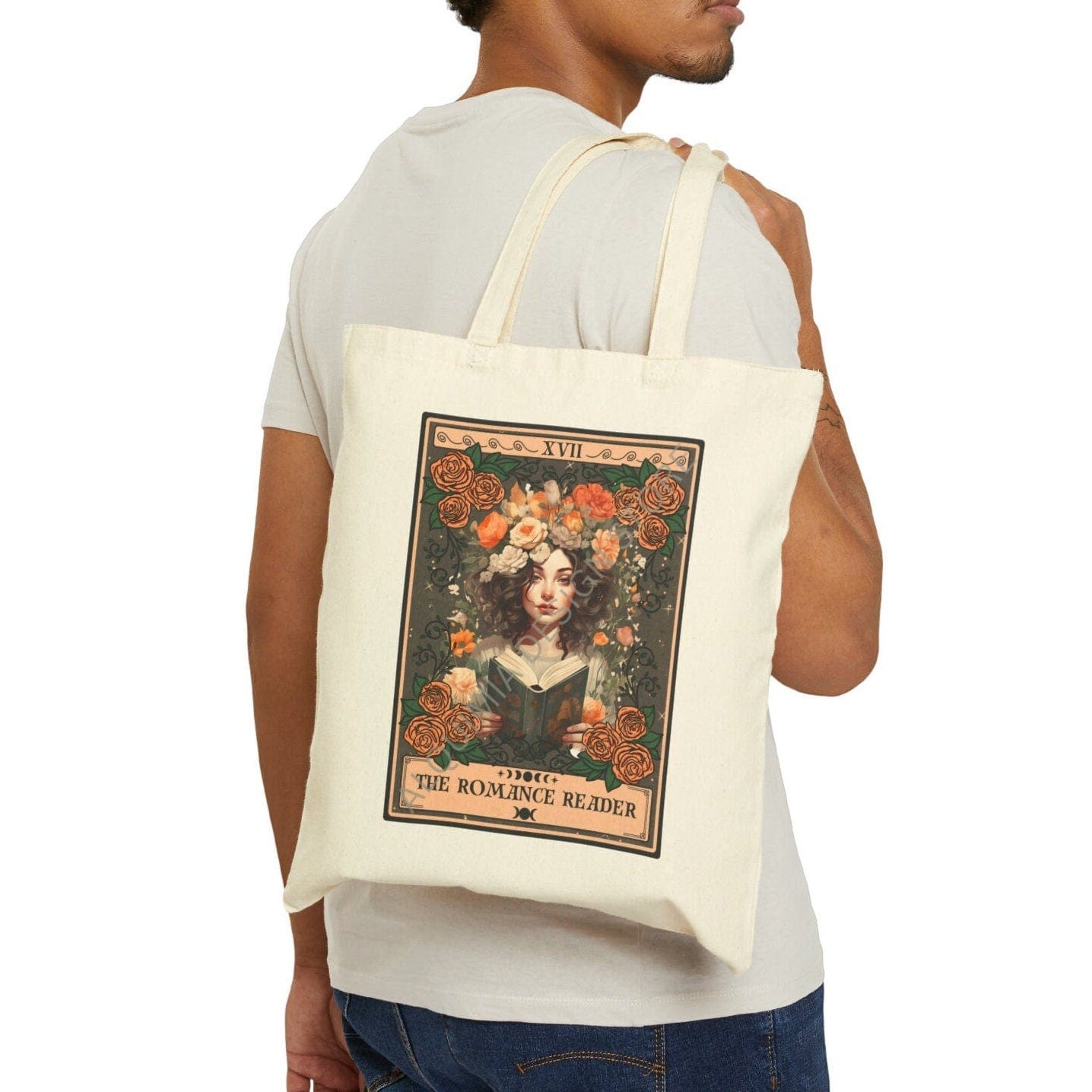 The Romance Reader Tarot Card Tote Bag 15" x 16"