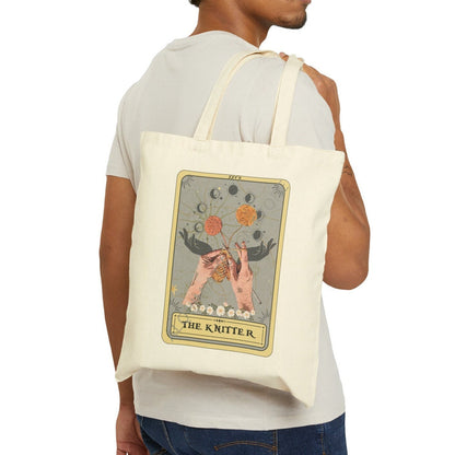 The Knitter Tarot Card Tote Bag, Knitting 15" x 16"