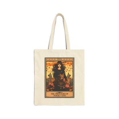 The Princess Of Feral Cats Tarot Card Tote Bag 15" x 16"