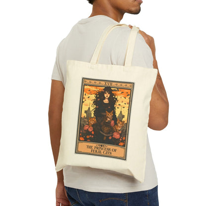 The Princess Of Feral Cats Tarot Card Tote Bag 15" x 16"