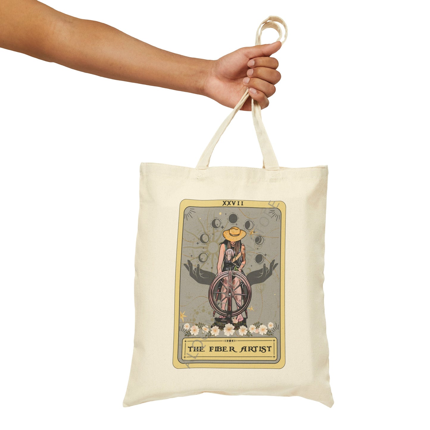 The Fiber Artist Tarot Card Tote Bag Yarn  15" x 16"