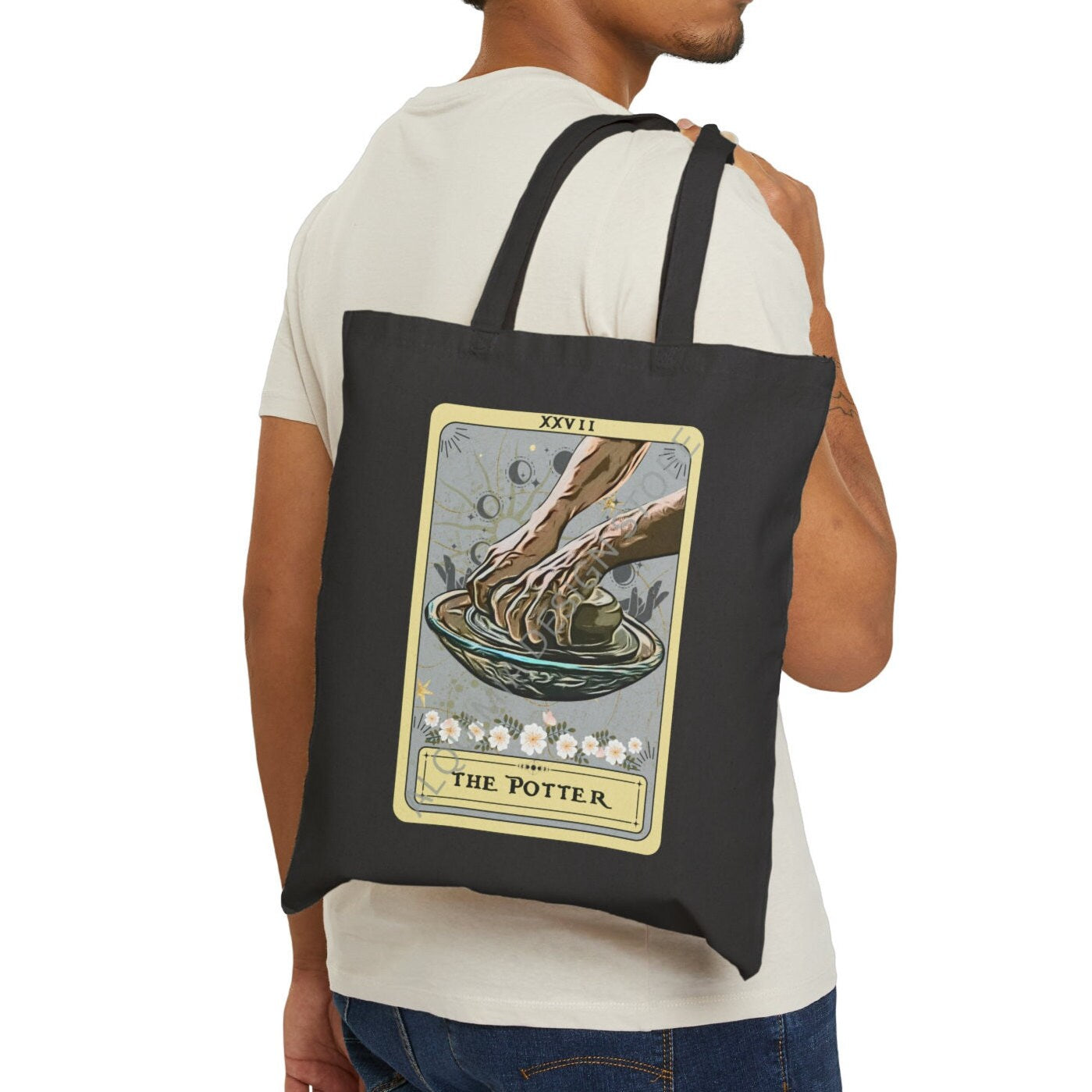 The Potter Tarot Card Tote Bag Pottery Maker 15" x 16"