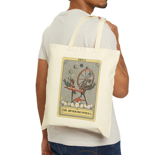 The Spinning Wheel Tarot Card Tote Bag 15" x 16" Spinning Wheel