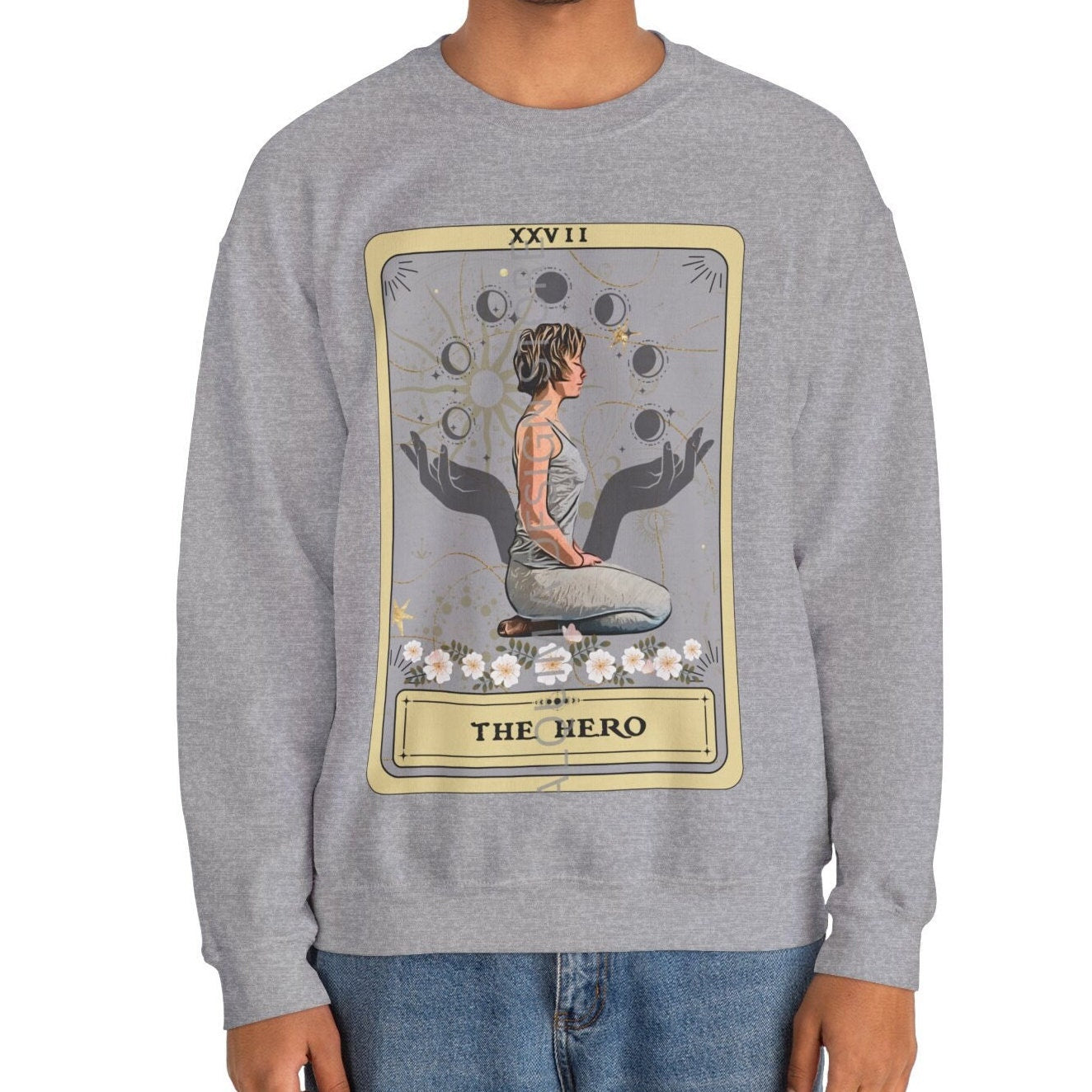 The Hero Tarot Card Sweatshirt, Yoga Pose