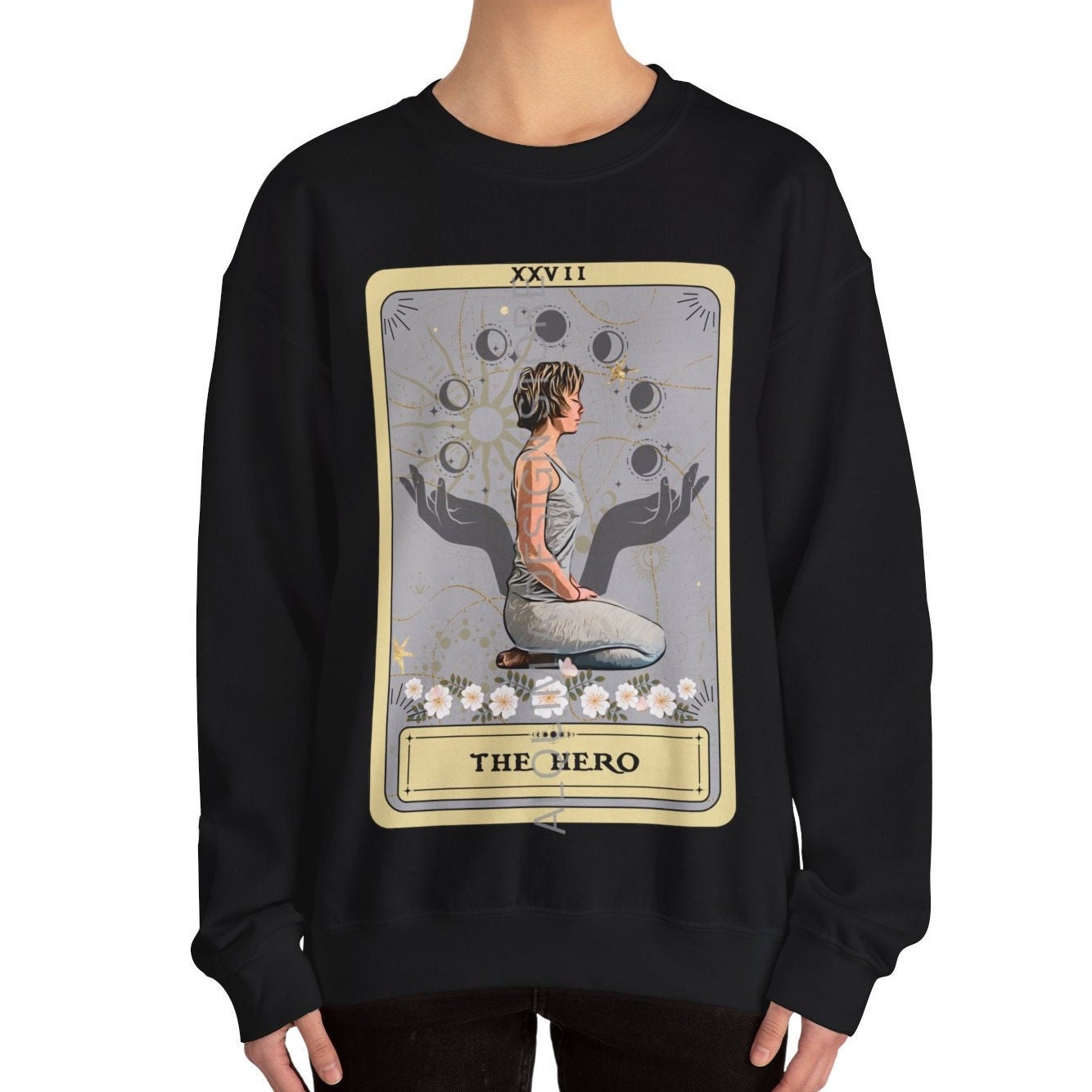 The Hero Tarot Card Sweatshirt, Yoga Pose