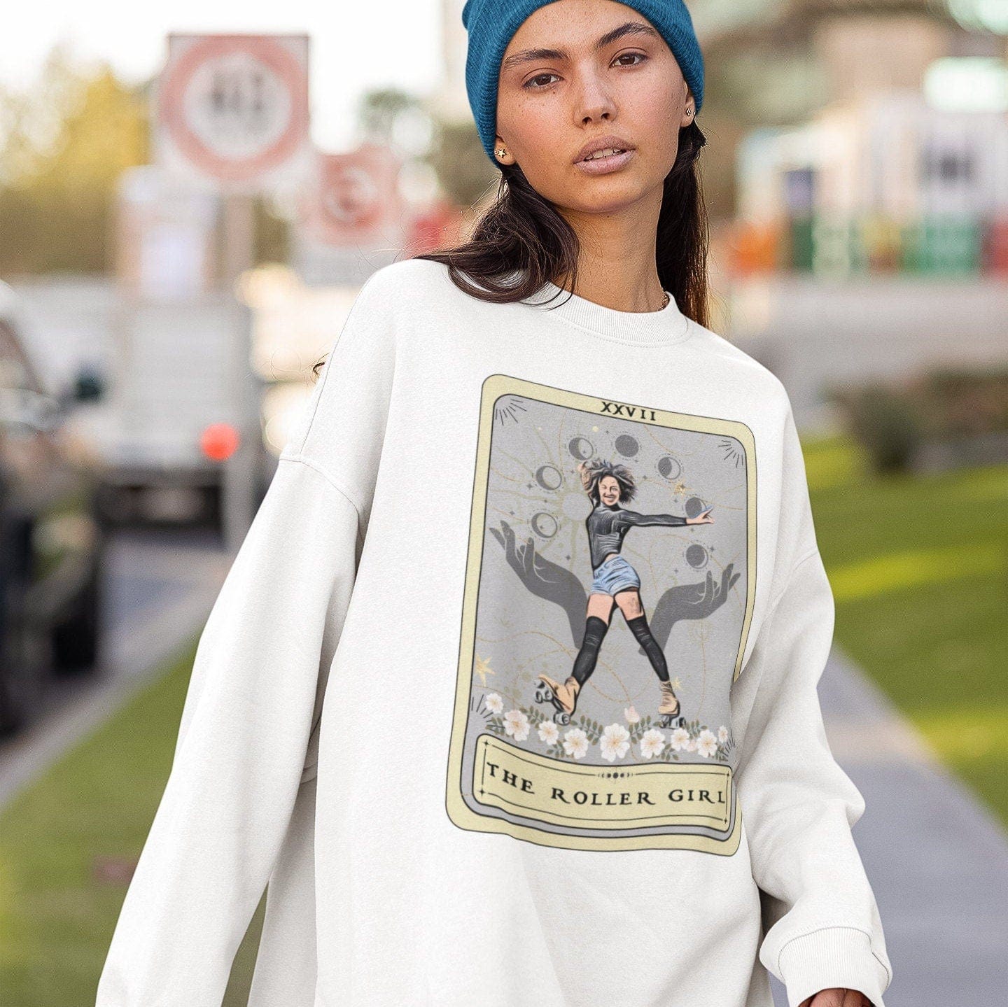 The Roller Girl Tarot Card Sweatshirt, Roller Skating