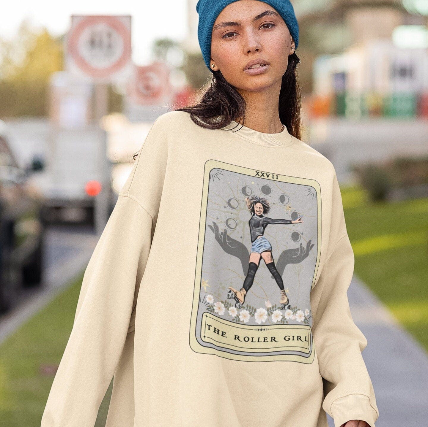 The Roller Girl Tarot Card Sweatshirt, Roller Skating