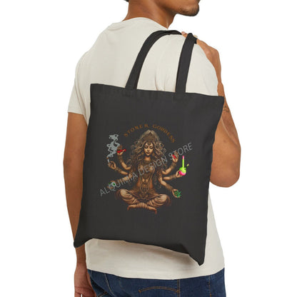 Stoner Goddess Tote Bag, Weed Lover 15" x 16"