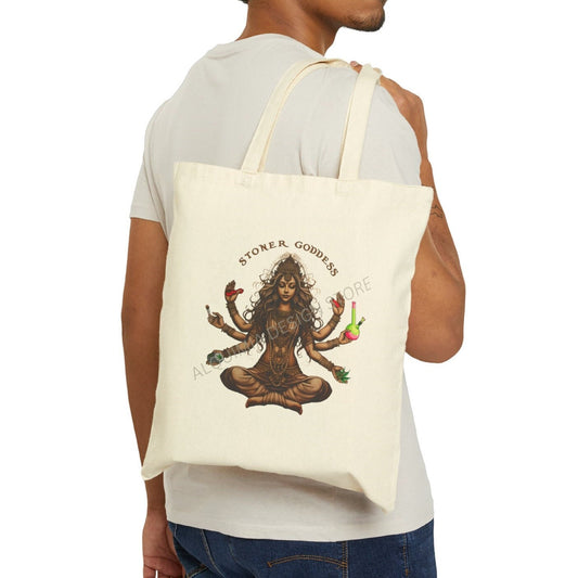 Stoner Goddess Tote Bag, Weed Lover 15" x 16"