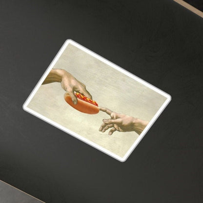 The Creation of Hot Dog Sticker,  3" x 4"