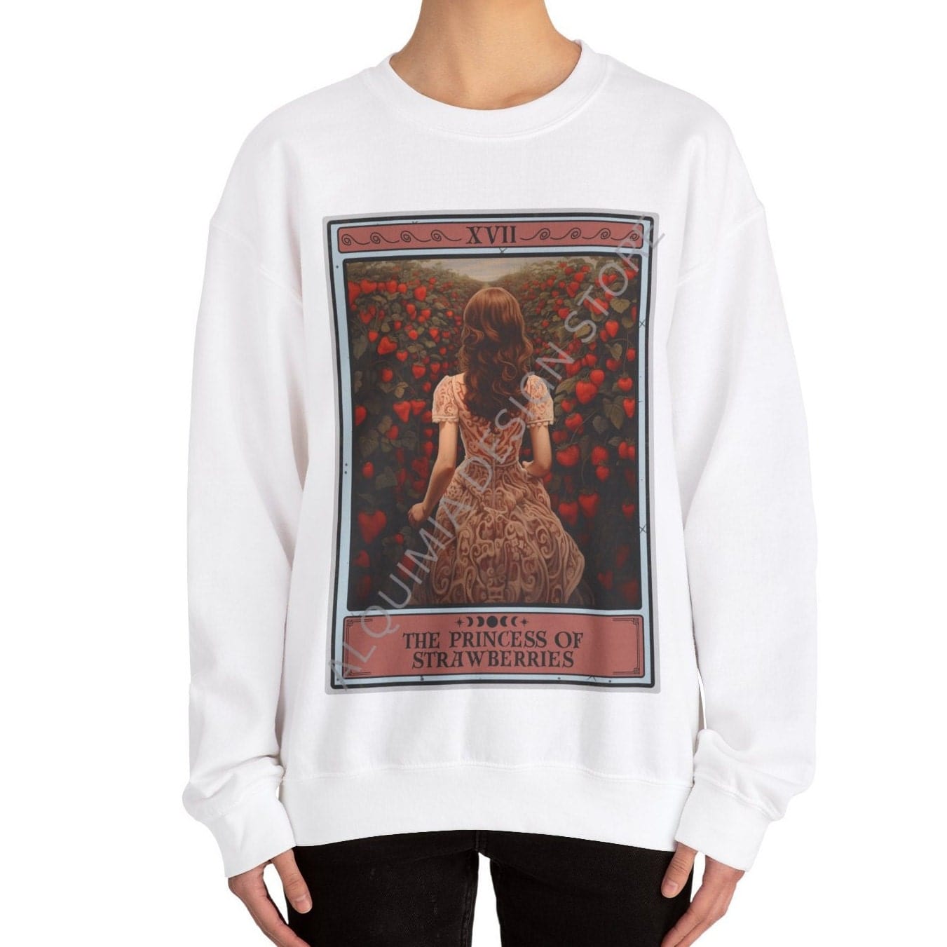 The Princess of Strawberries Tarot Card Sweatshirt, Strawberry