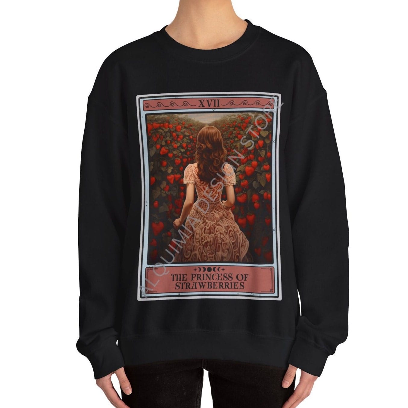 The Princess of Strawberries Tarot Card Sweatshirt, Strawberry