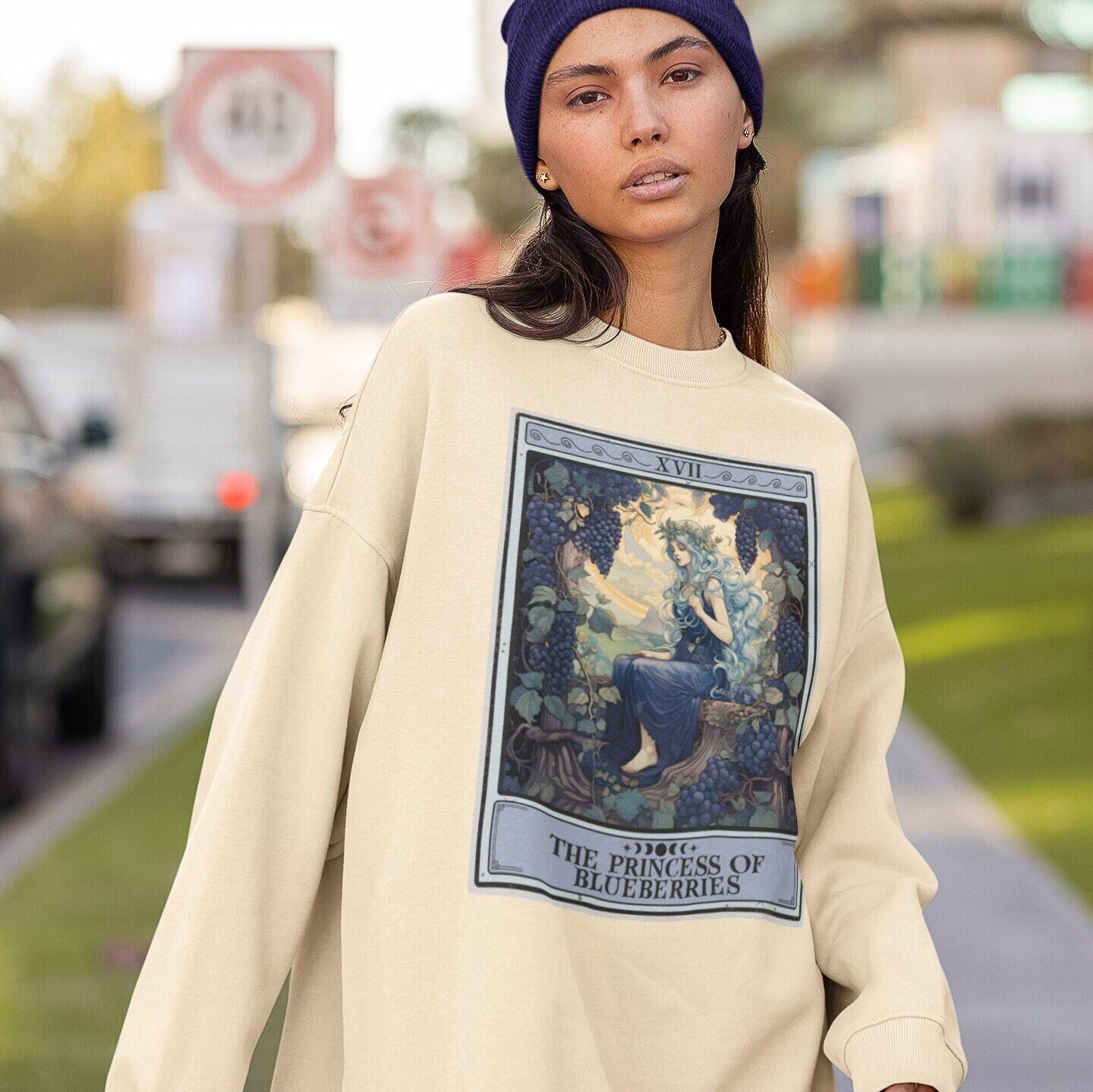The Princess of Blueberries Tarot Card Sweatshirt