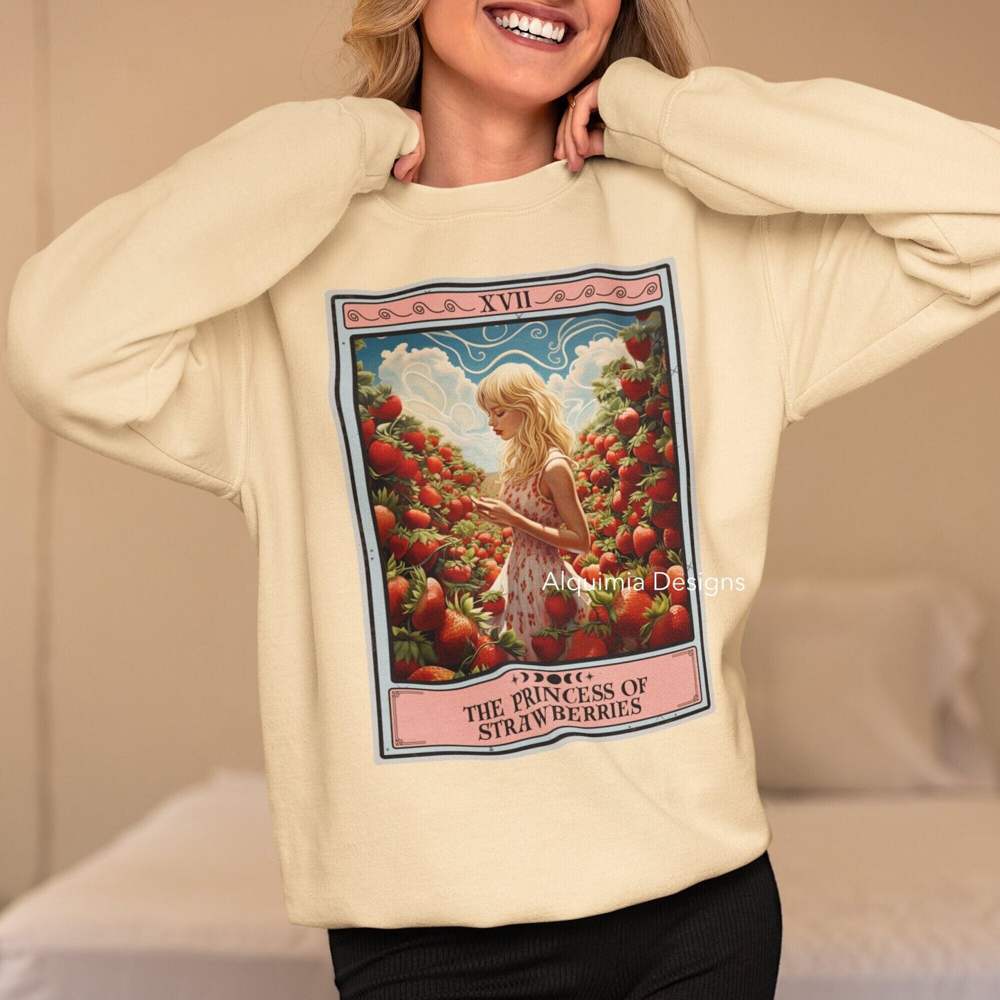 The Princess Of Strawberries Tarot Card Sweatshirt, Berry