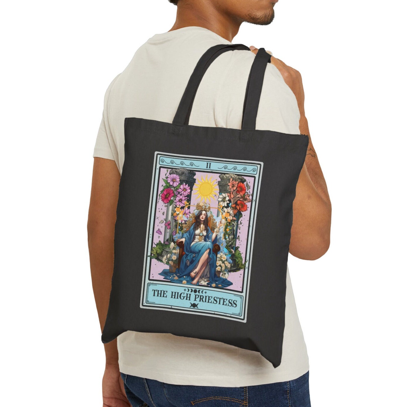 High Priestess Tarot Card Tote Bag 15" x 16"