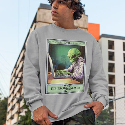 The Programmer Tarot Card Sweatshirt, Alien Programmer Computer Geek