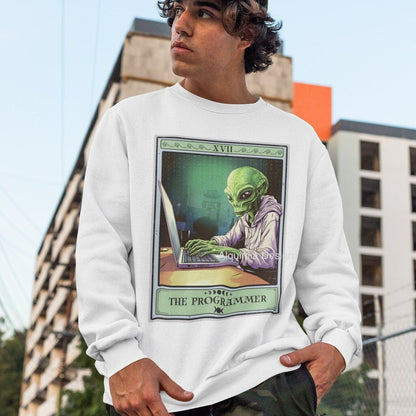 The Programmer Tarot Card Sweatshirt, Alien Programmer Computer Geek