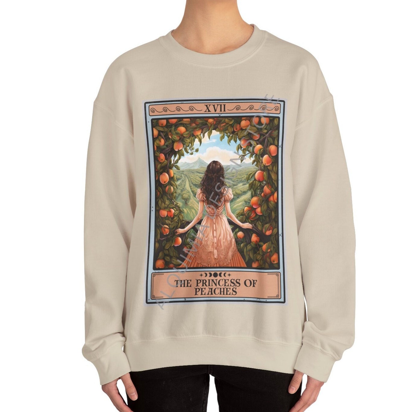 The Princess of Peaches Tarot Card Sweatshirt, Peach Lover