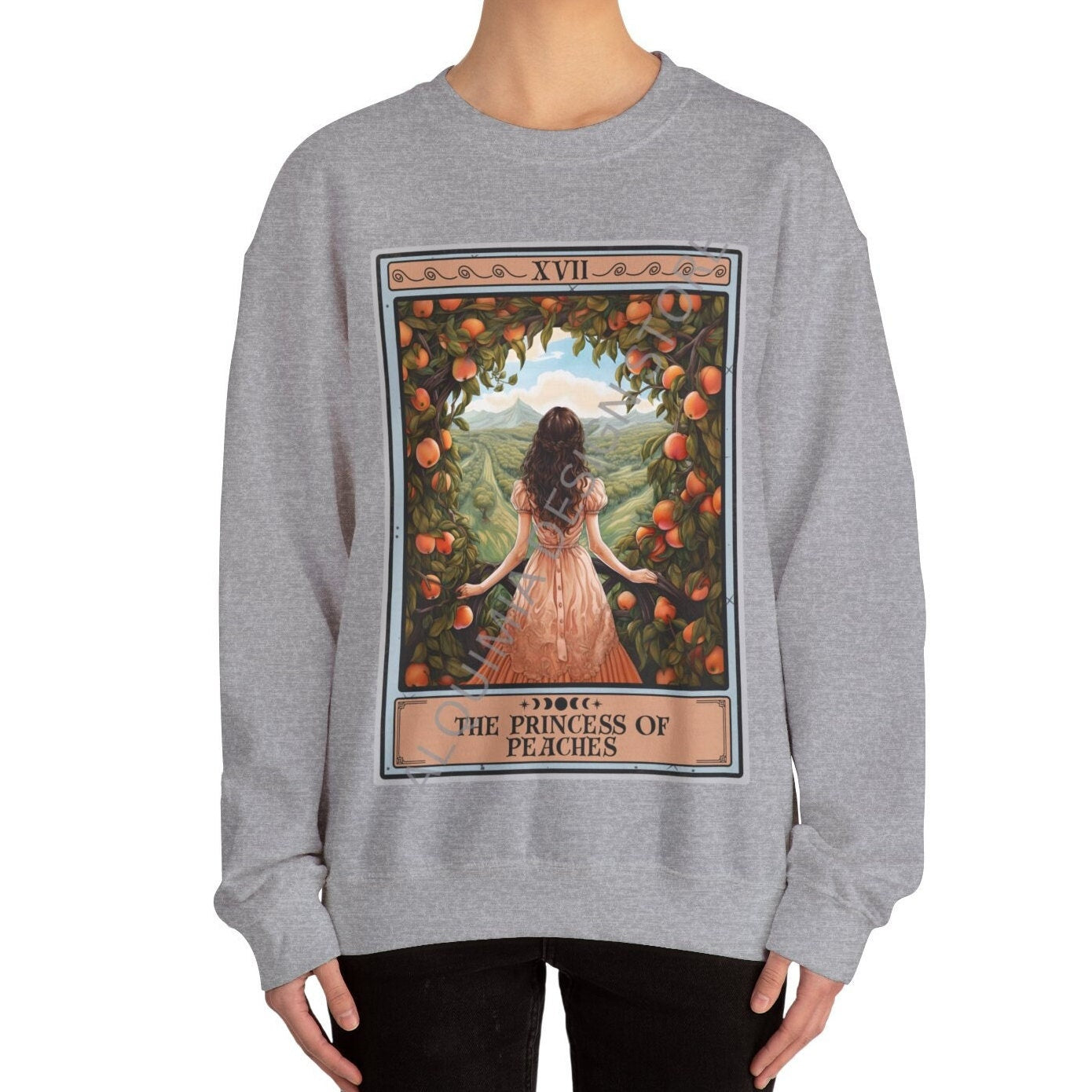 The Princess of Peaches Tarot Card Sweatshirt, Peach Lover