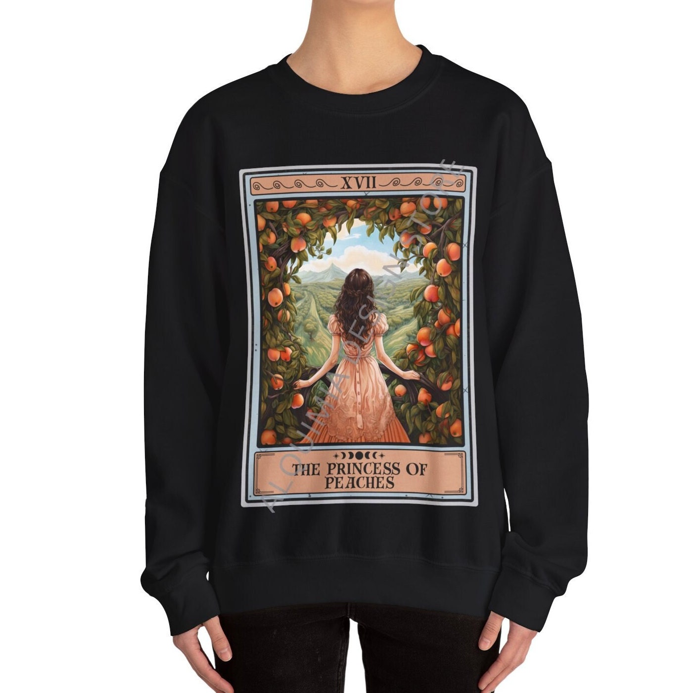 The Princess of Peaches Tarot Card Sweatshirt, Peach Lover