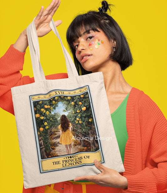 The Princess of Lemons Tote Bag, Lemon Lover 15" x 16"