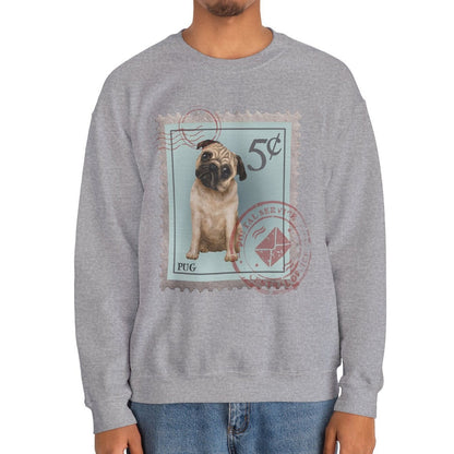 Pug Post Stamp Sweatshirt, Dog lover