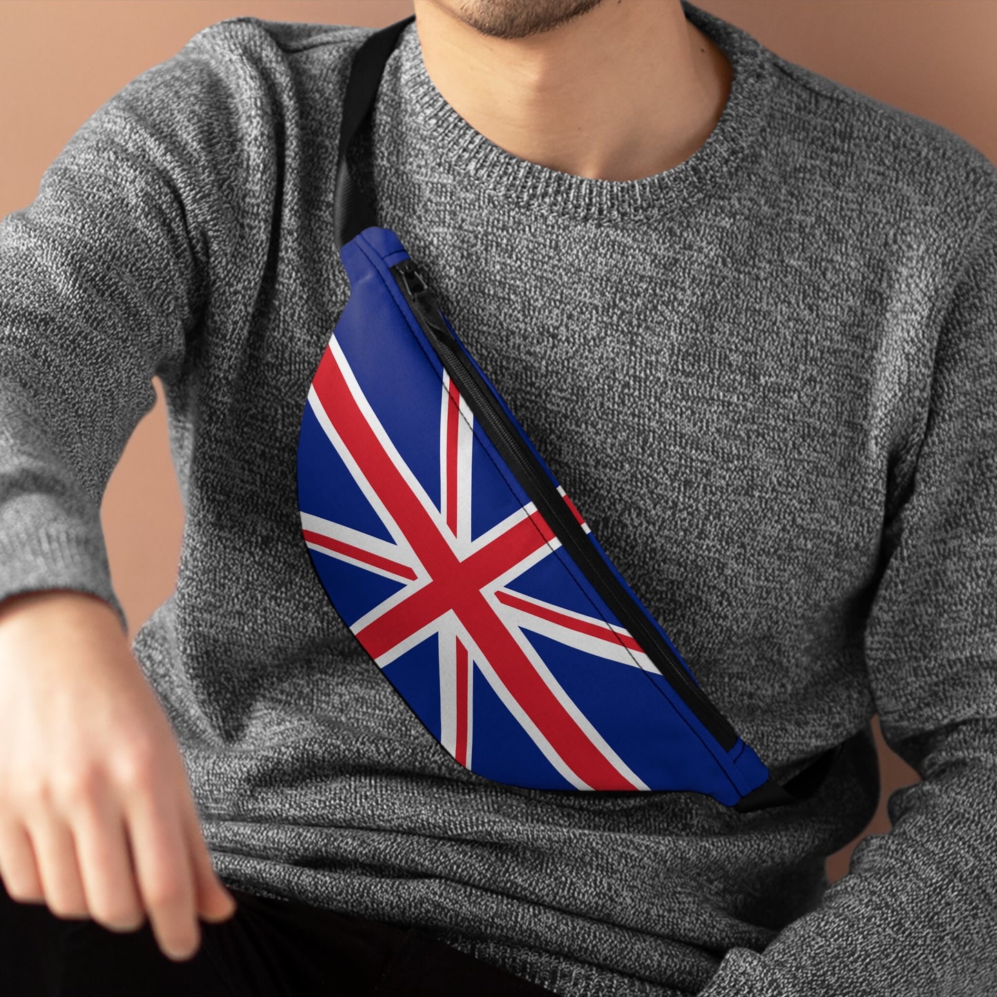 UK Flag Fanny Pack, United Kingdom Union Jack Flag 14 " x 6"