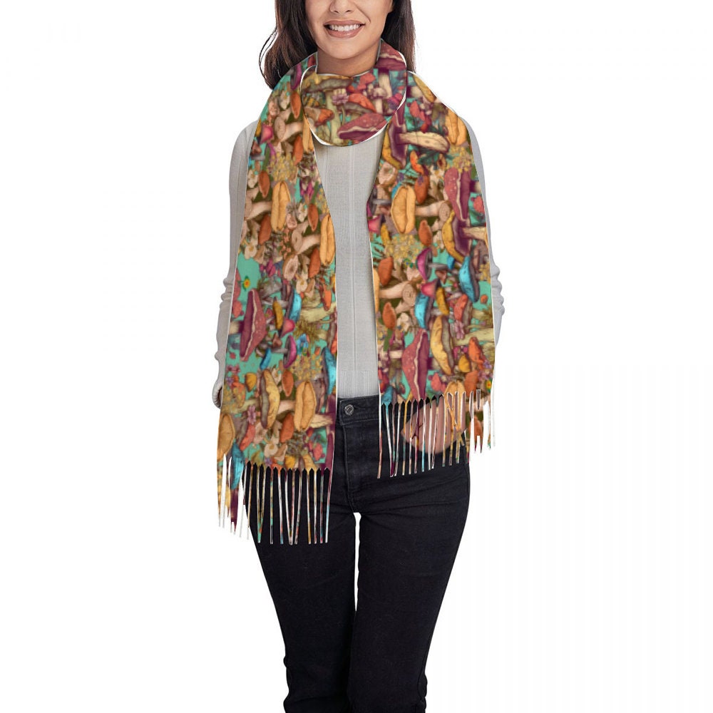 Mushroom Scarf Neckerchief 77" x 28"