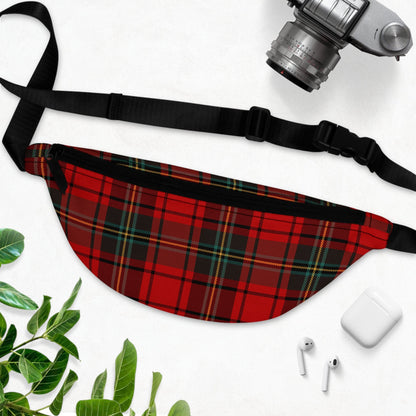 Red Tartan Fanny Pack, 14" x 6" Plaid Belt Bag