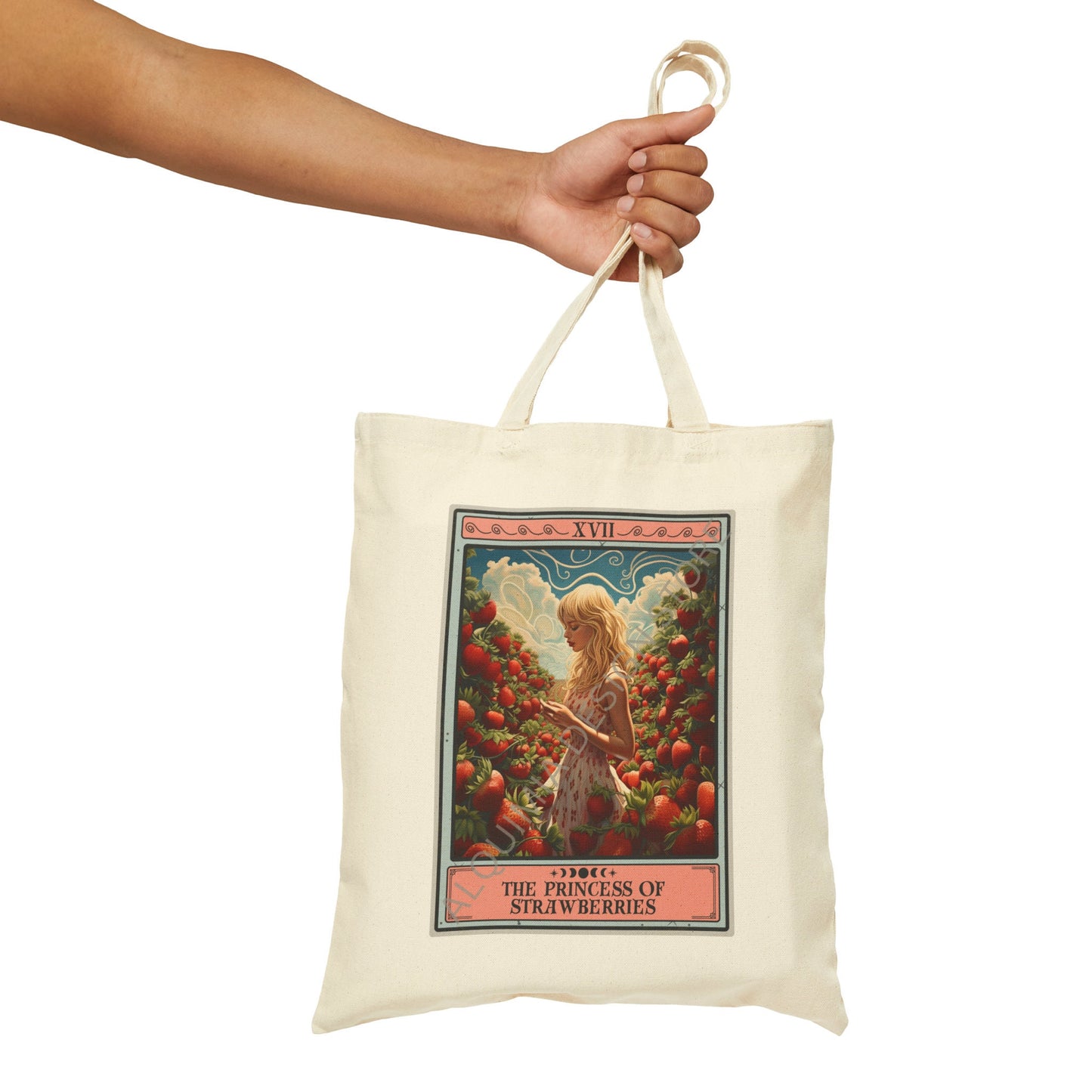 The Princess of Strawberries Fruit Tote Bag 15" x 16"