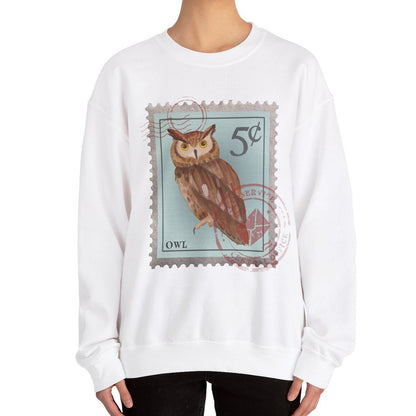 Owl Post Stamp Sweatshirt, Bird Lover