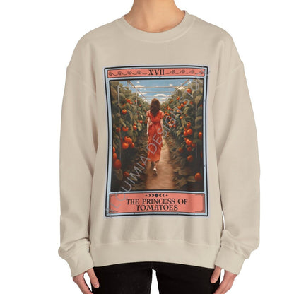 The Princess of Tomatoes Tarot Card Sweatshirt, Tomato Vegan