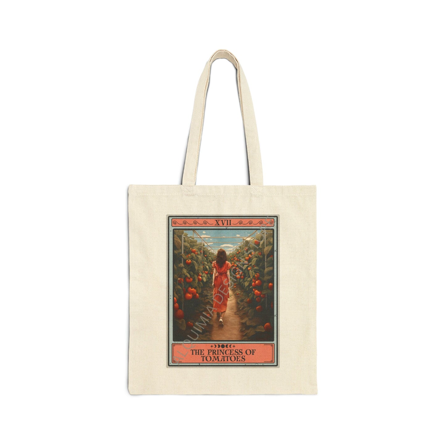 The Princess of Tomatoes Tarot Card Tote Bag, Tomato Lover 15" x 16"